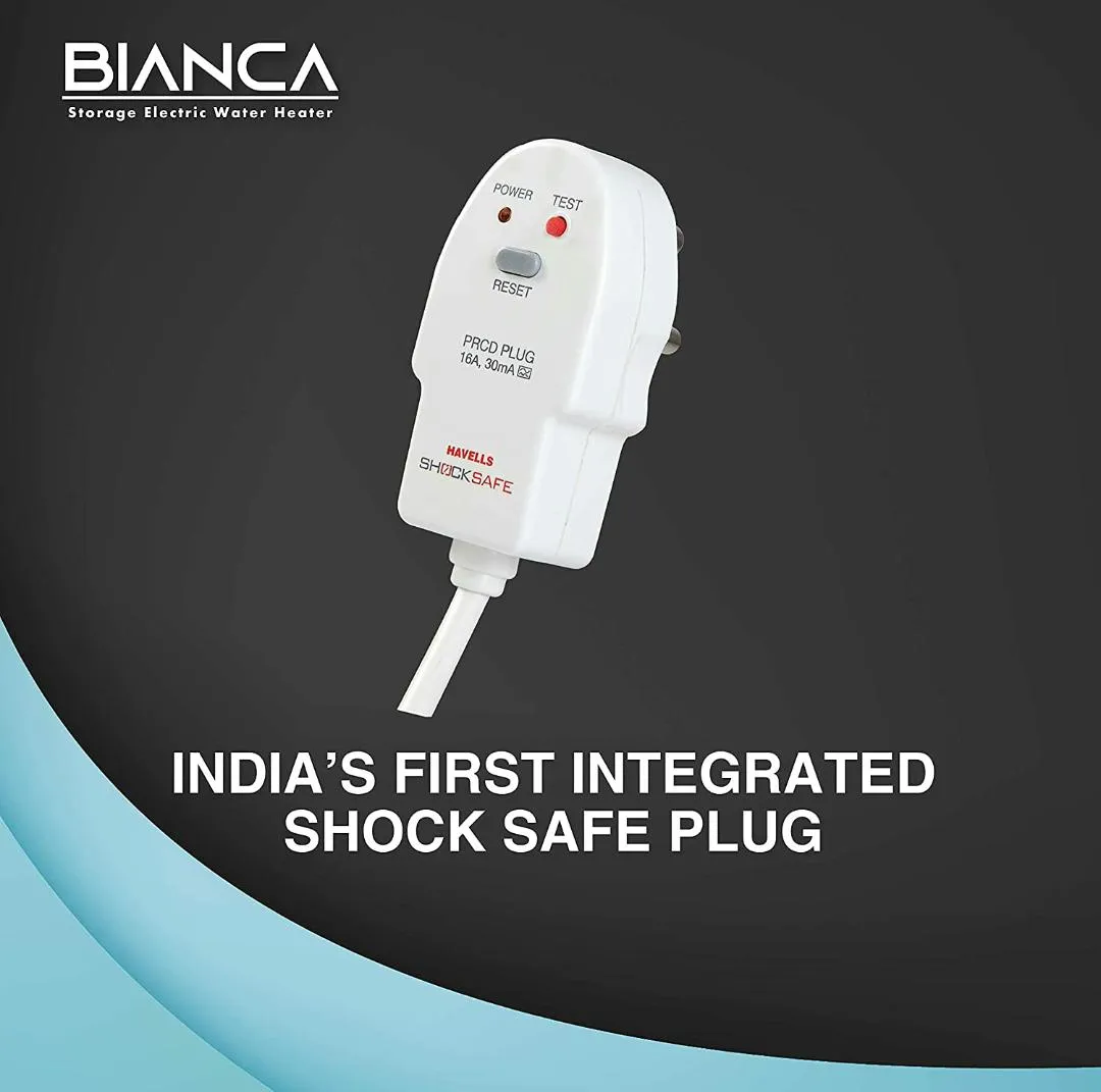 Havells Bianca 15-Litre Vertical Storage Water Heater (Geyser) White-Blue 5  Star