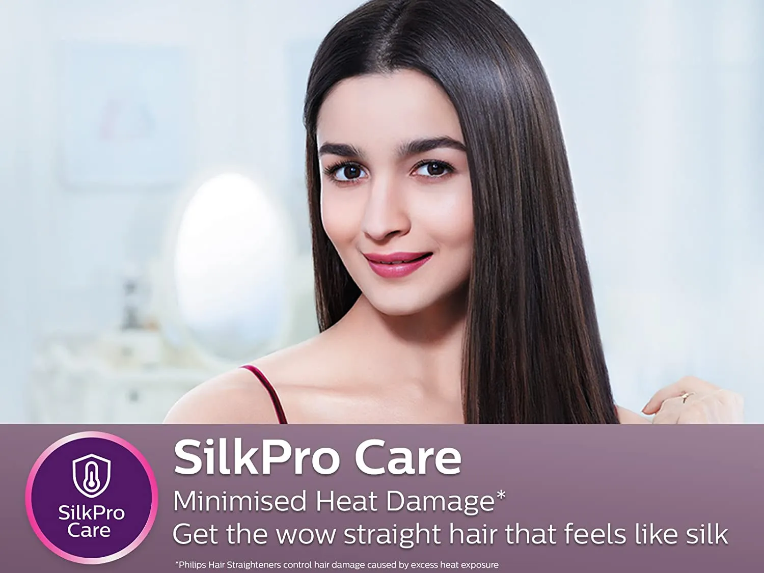 Philips HP8302 SilkPro Care Selfie Hair Straightener (Black & Pink)