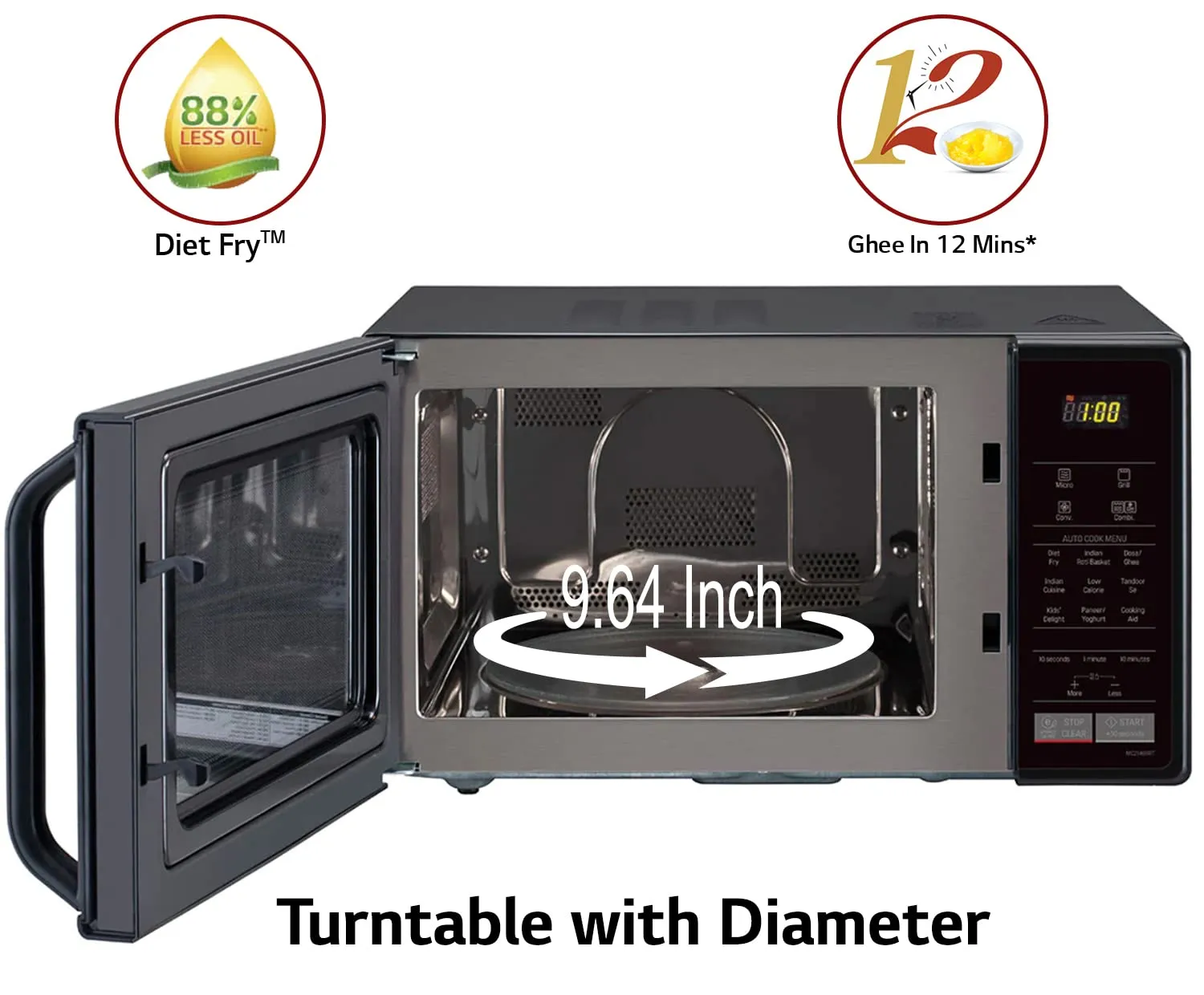 LG 21 L Diet Fry Convection Microwave Oven (MC2146BRT, Black)
