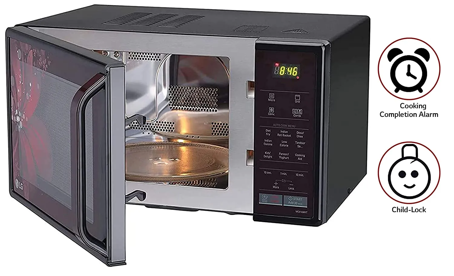 LG 21 L Diet Fry Convection Microwave Oven (MC2146BRT, Black)